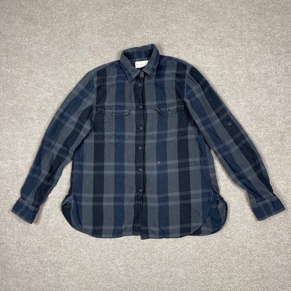 Ralph Lauren Flannel Shirt Women's Size M Black Gray Long Sleeve Denim & Supply